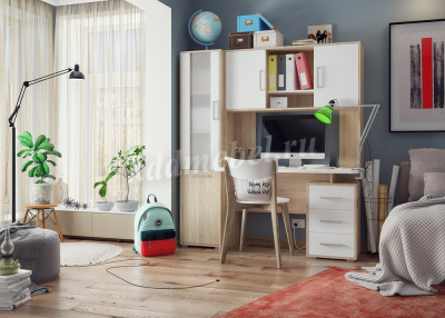 Стол компьютерный Лайт-2 1200 (Дуб сонома/Белый)