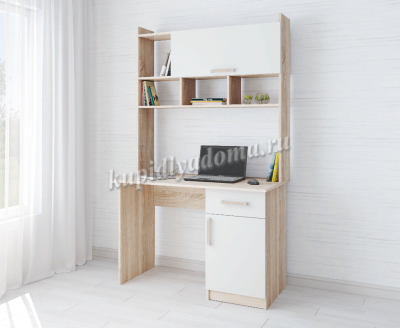 Стол компьютерный Квартет-10 (Дуб сонома/Белый)