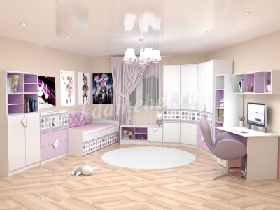 Тумба прикроватная Рокси (Белый/Ирис)