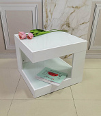 Стол журнальный Георгин-02 с фотопечатью 2 стекла (Белый) РАСПРОДАЖА