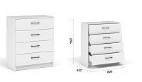 Комод 4 ящ. Чикаго Вайт (Белый)