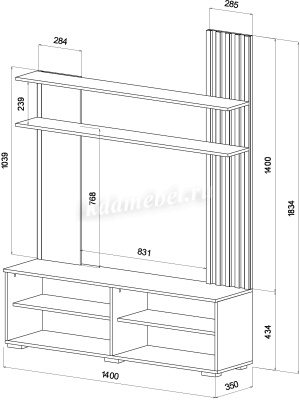 Гостиная Каролина (Дуб вотан/Графит)