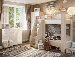 Симба (Дуб белфорт/Белый глянец)