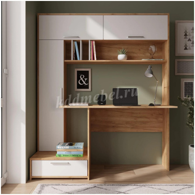 Стол письменный с надстройкой Крафт (Дуб сонома/Белый)