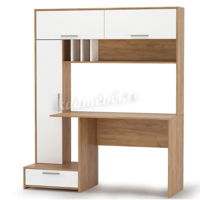 Стол письменный с надстройкой Крафт (Дуб сонома/Белый)