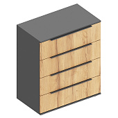 Комод Стил 4 ящика (Темно-серый лофт/Дуб золотистый)