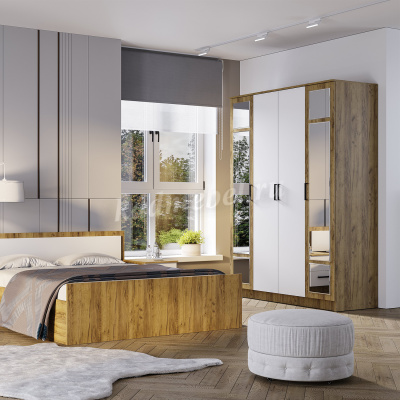 Шкаф Евро 4-х створчатый (Крафт/Белый)