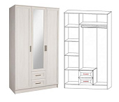 Шкаф Принцесса 3-х створчатый (Ясень анкор белый)