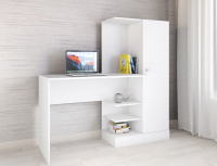 Квартет-6 Стол компьютерный Белый древесные поры