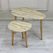 Стол журнальный Грета-2 двойной МДФ (Атлантик/Опора дерево)